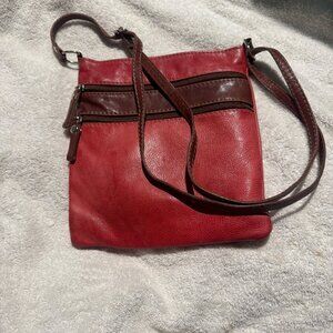 Florence leather cross body bag red brown read